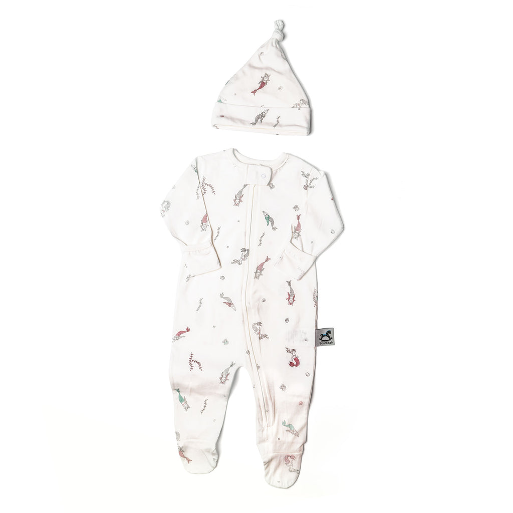 Footie zipper little mermaid